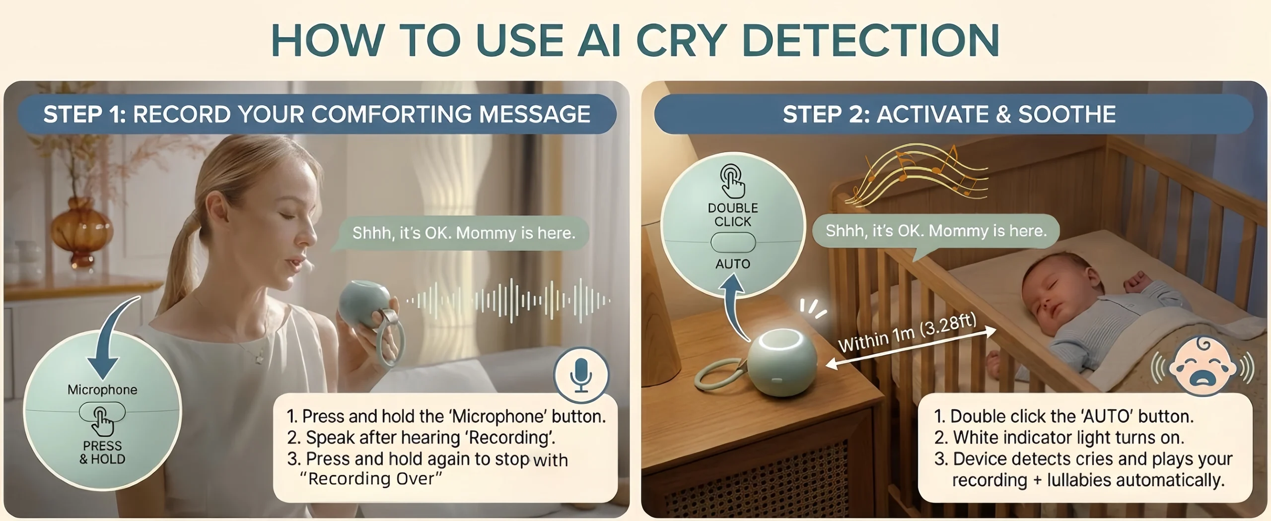 How to use AI cry detection steps