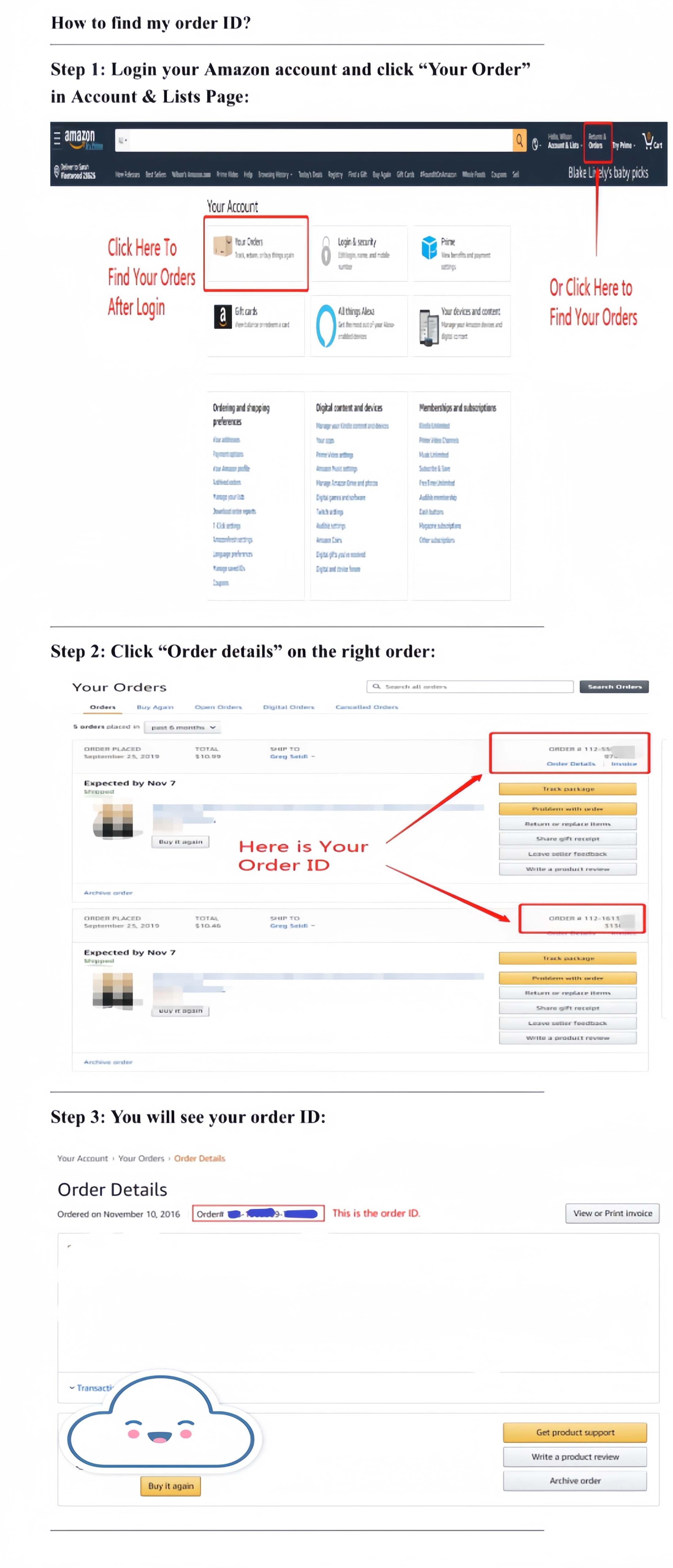 How to find your Amazon order ID guide
