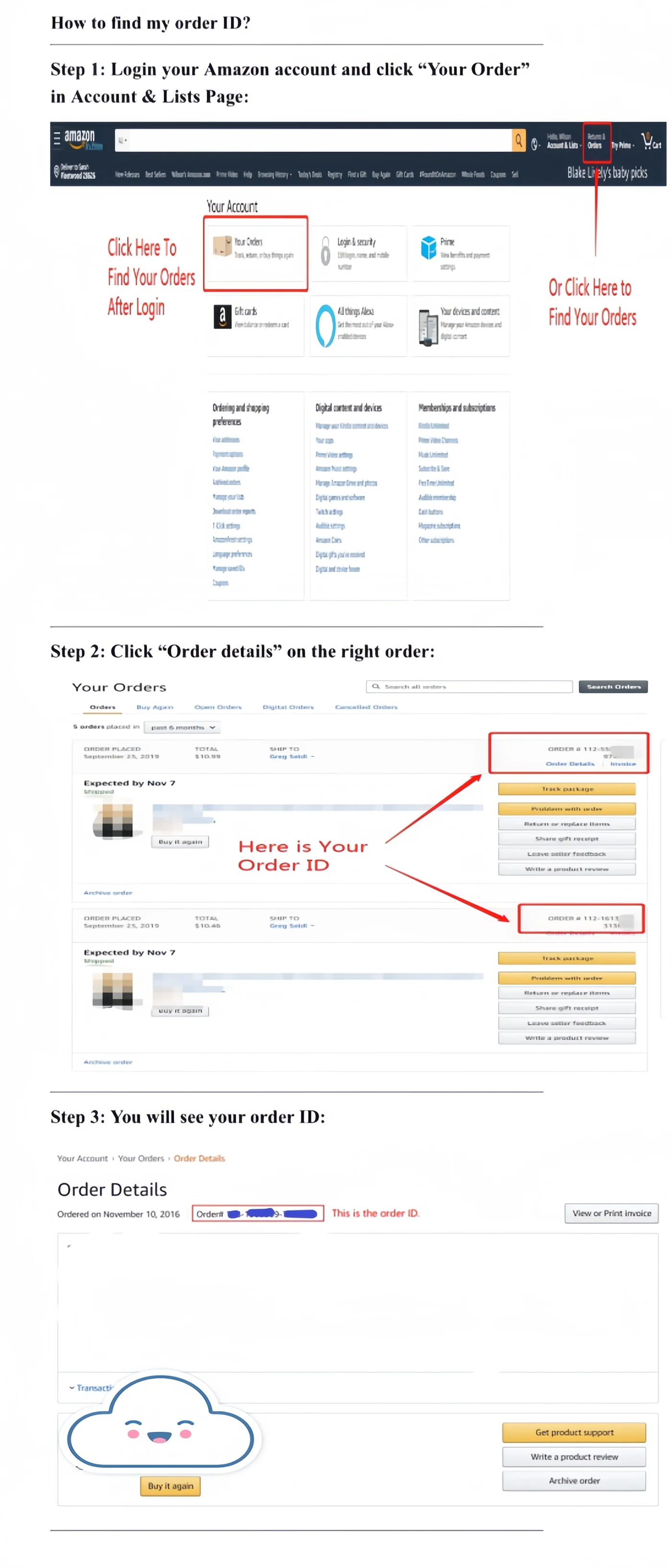 How to find your Amazon order ID guide