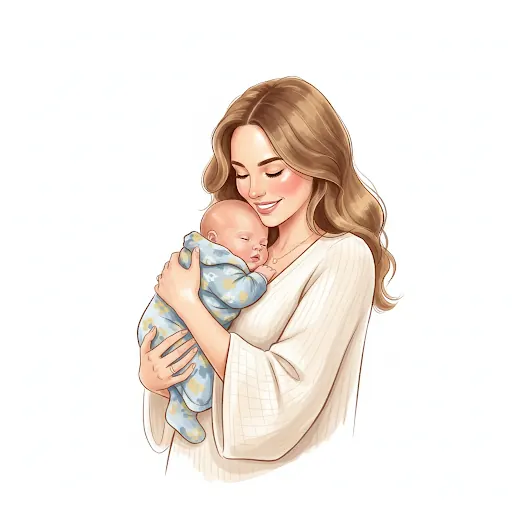 Mother holding baby illustration