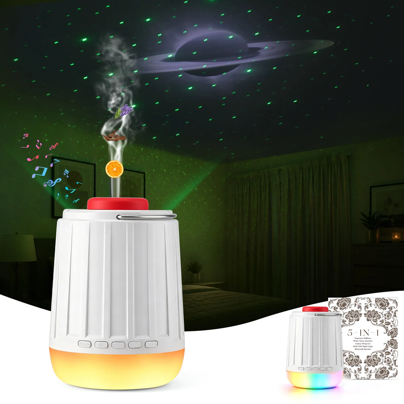 5-in-1 Sleep Hub projecting stars and fragrance mist